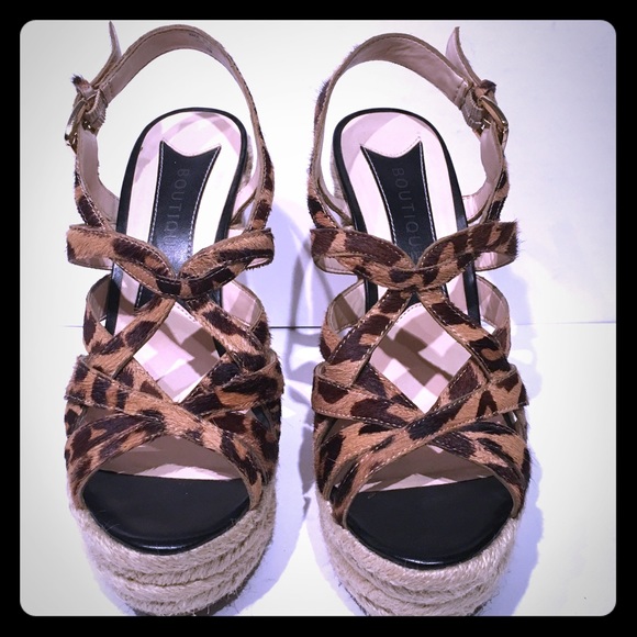Boutique 9 Shoes - Boutique 9 Leopard Calf-hair Platform Wedges